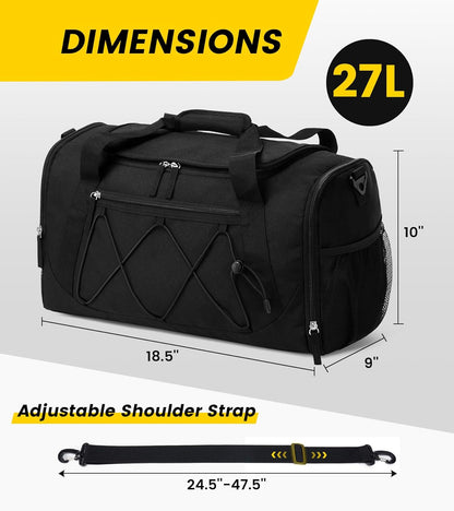 27L Compact Gym Duffel Bag with Shoe Compartment