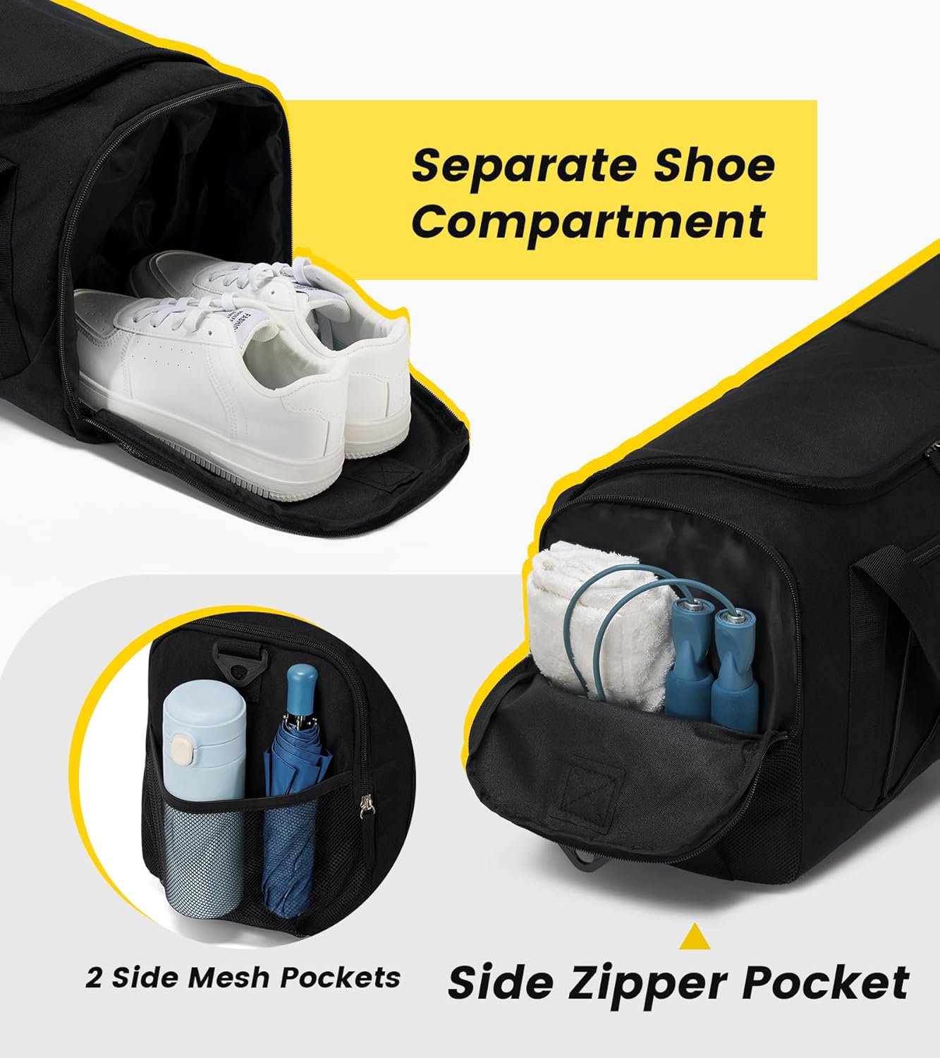27L Compact Gym Duffel Bag with Shoe Compartment