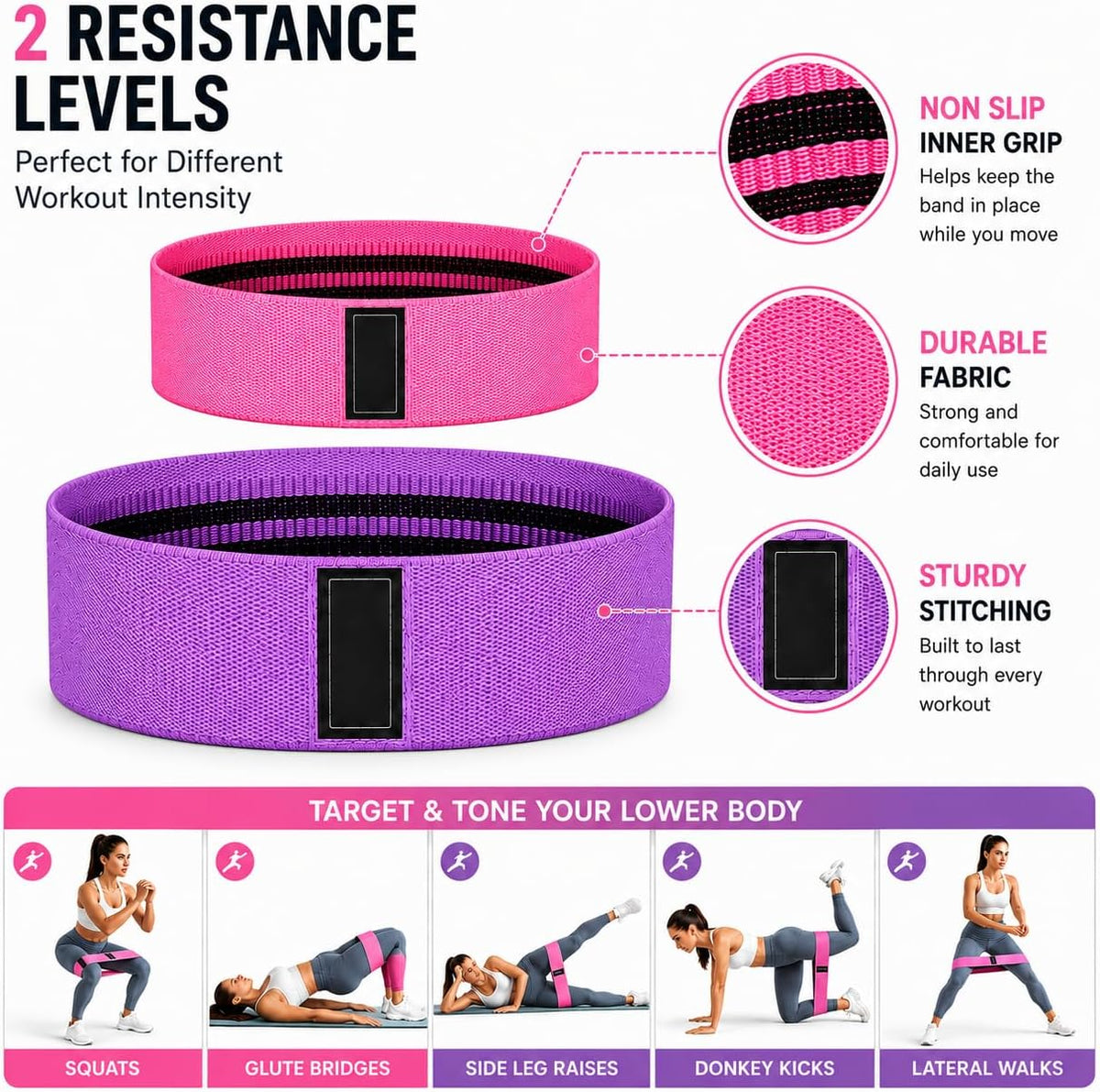 Fabric Resistance Bands Set